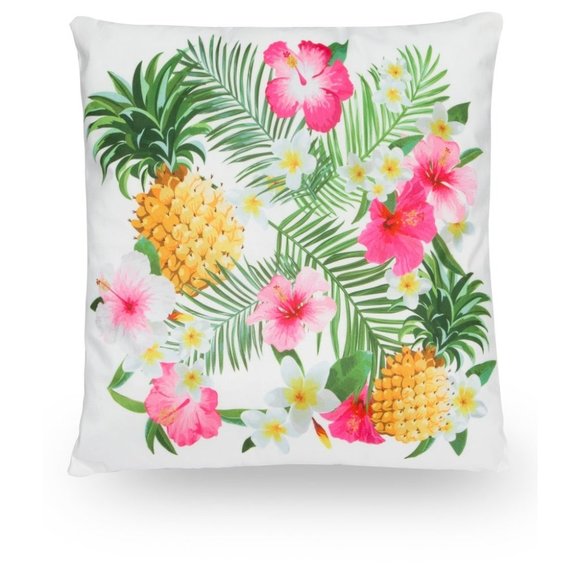 x2 Pineapple Hibiscus 18" Microfiber Pillow Covers - Picture 1 of 2